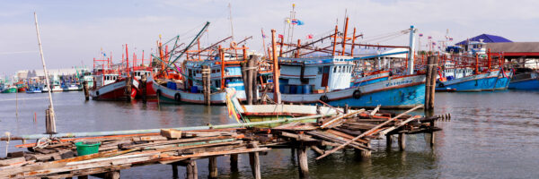 Hua Hin Fishing Village and boats in Thailand