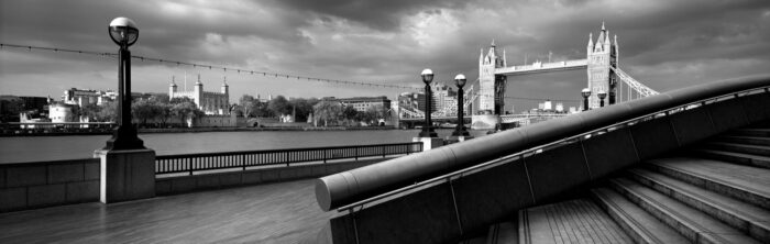London Bridge panoramic print in b&w