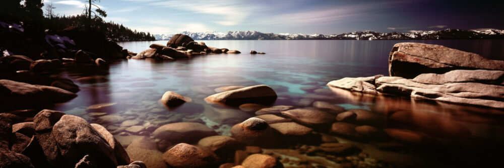 Calm lake tahoe in spring