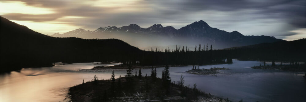 Moody Jasper National Park river valley and mountains