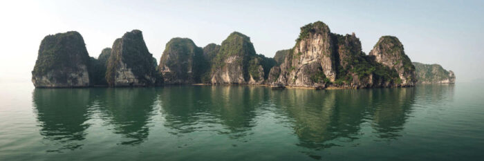 Limestone cliffs in Ha Long bay