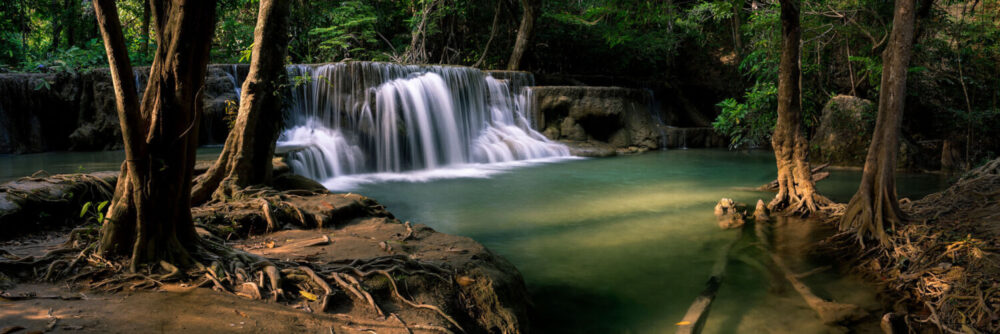 Green waterfall in thailand