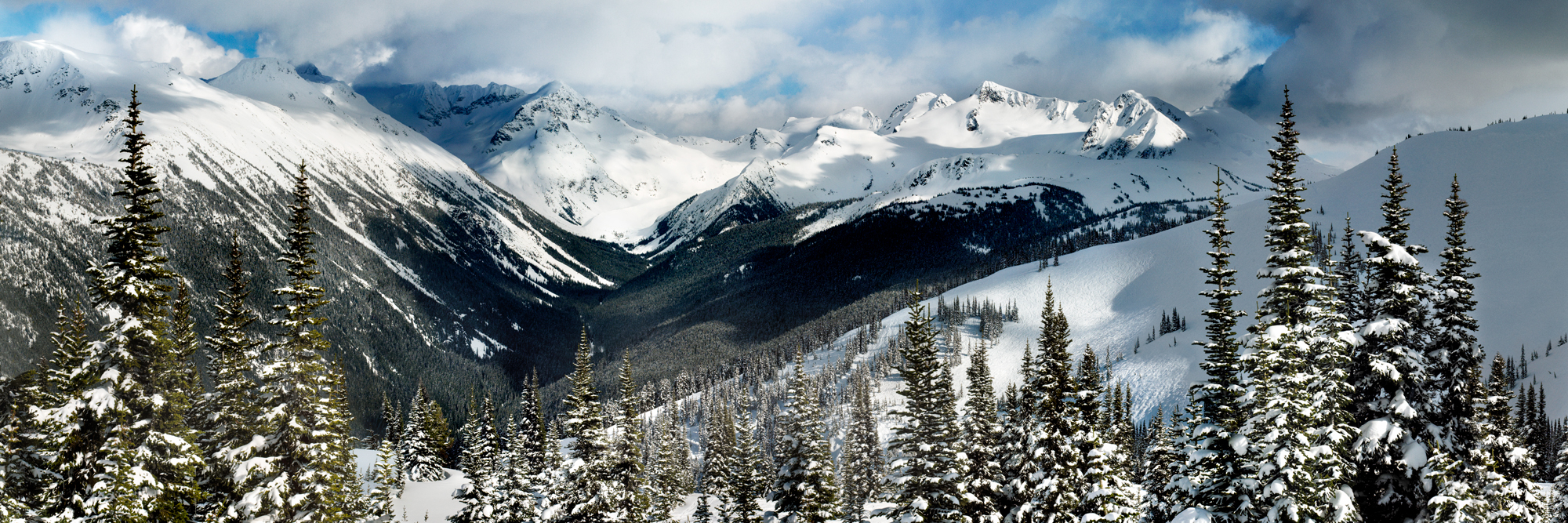 a panoramic print from the peak of whistler mountain