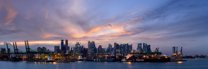 Singapore Shipping Docks at sunset