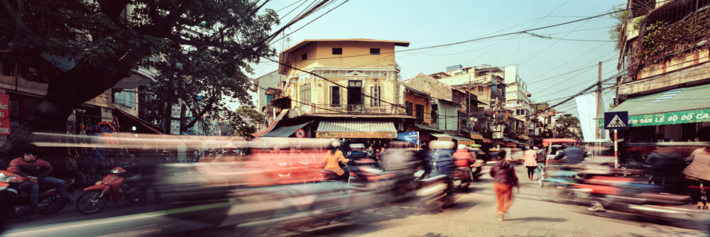 Busy street in Hanoi Old Town