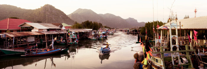 Fishing Village amongst the mountains in thailand