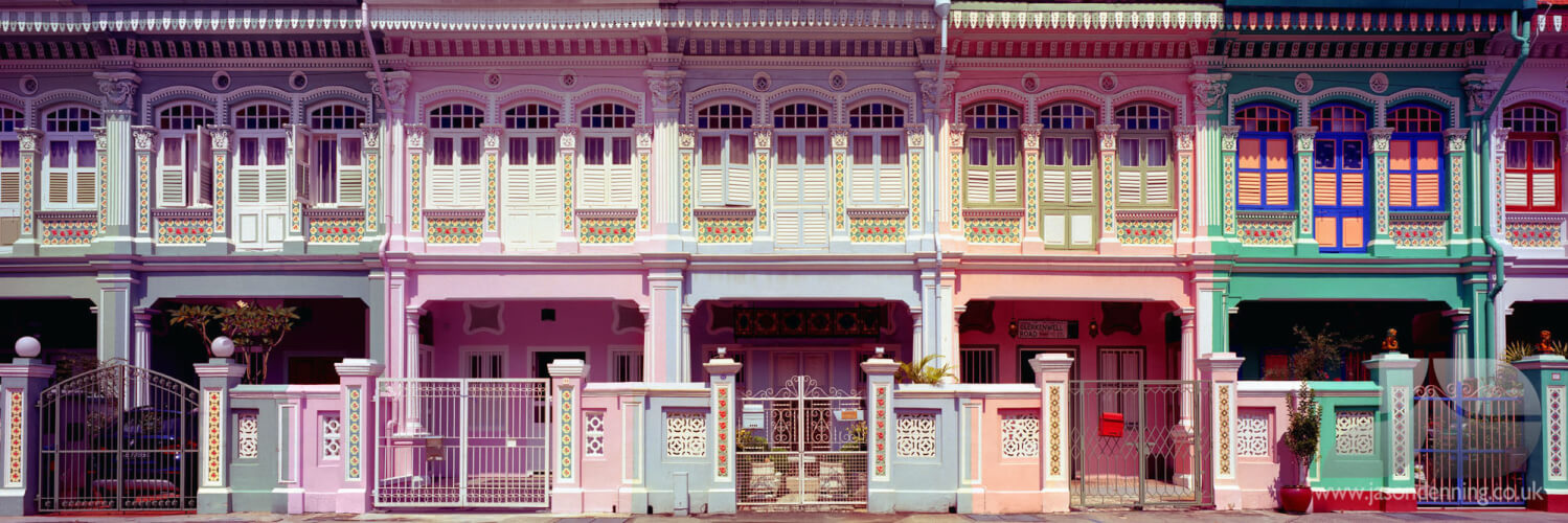 Colorful shophouses on koon sent road in singapore