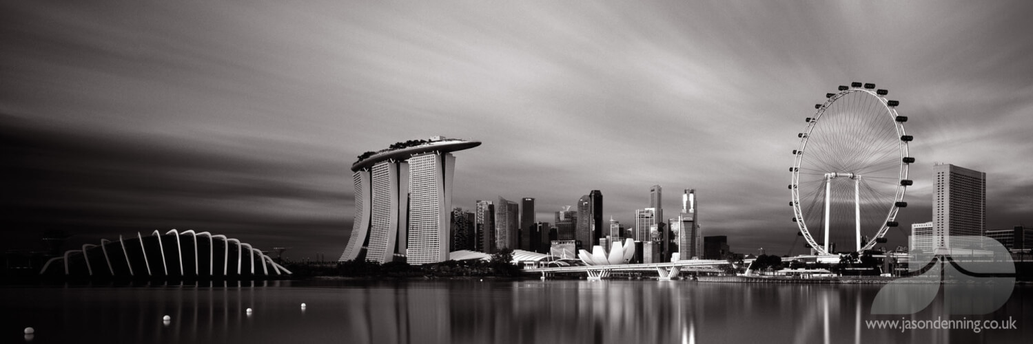 Singapore skyline in black and white