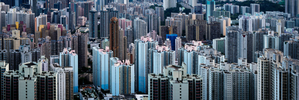 Panorama of Hong Kong metropolis and skyscrapers