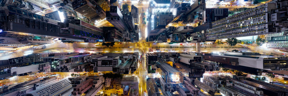 Wan Chai aerial at night