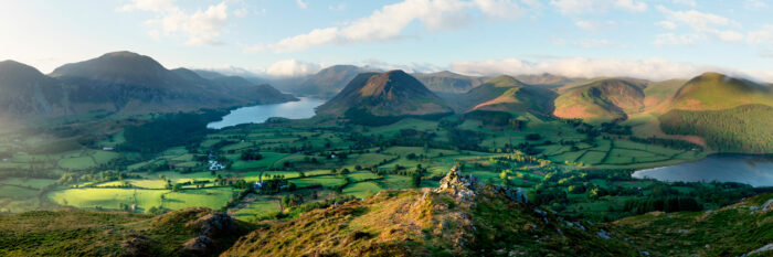 View of butternmere water, crummock water and Loweswater valley in the Lake District National Park
