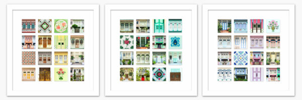 Artistic Collage of Singapores Colourful Peranakan Shophouses art