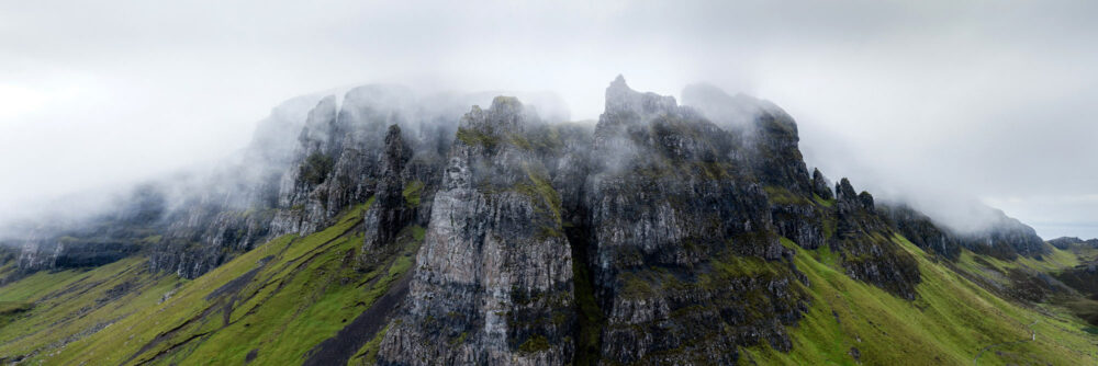 Panoramic print of mist over he Quiraing on the isle of Skye