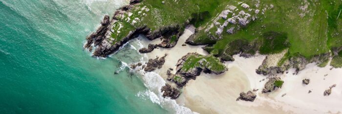 beautiful beach aerial in Scotland