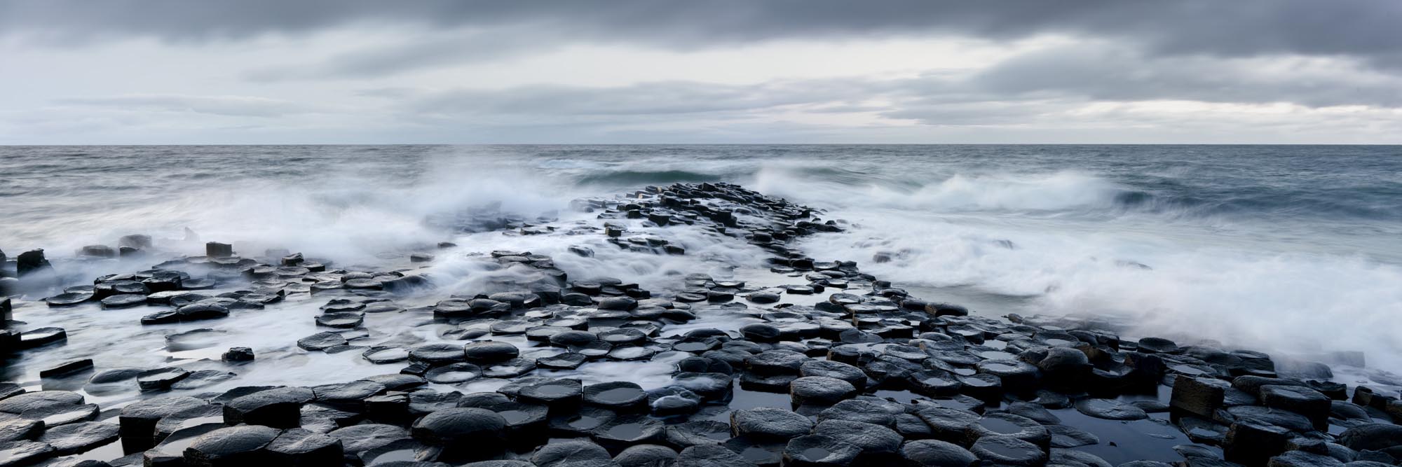 panoramic print of the giant's causeway in Northern Ireland