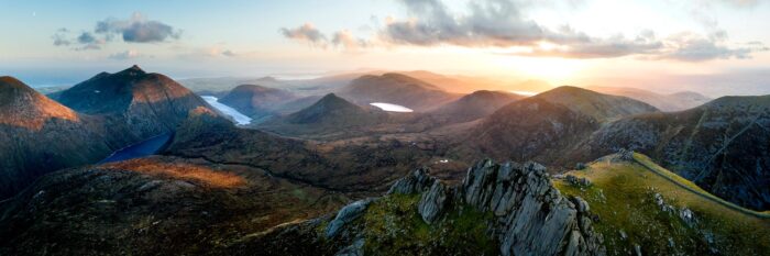 Panoramic aerial print of the Mourne Mountains and Slieve Bearnagh
