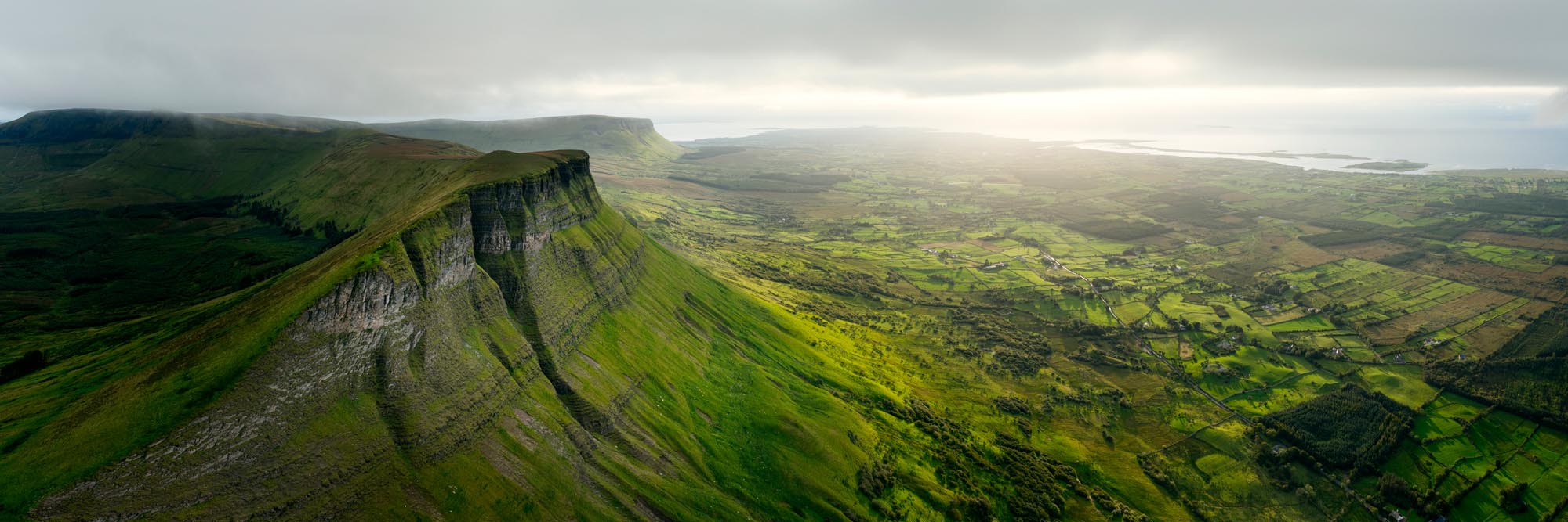 Aerial shot of the Benbulbin mountains