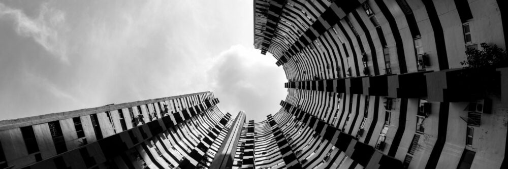 panoramic print of pearl bank in Singapore