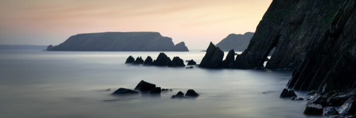 Panoramic print of Marloes sands beach at sunset in Pembrokeshire Wales