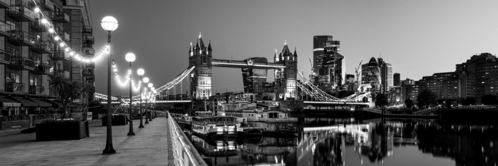 London Tower Bridge at night b&w