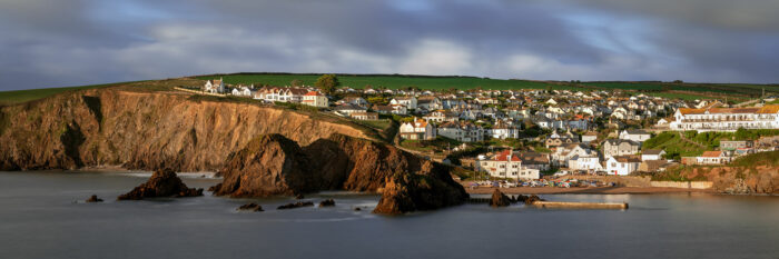 Panorama of hope cove fishing village in Devon