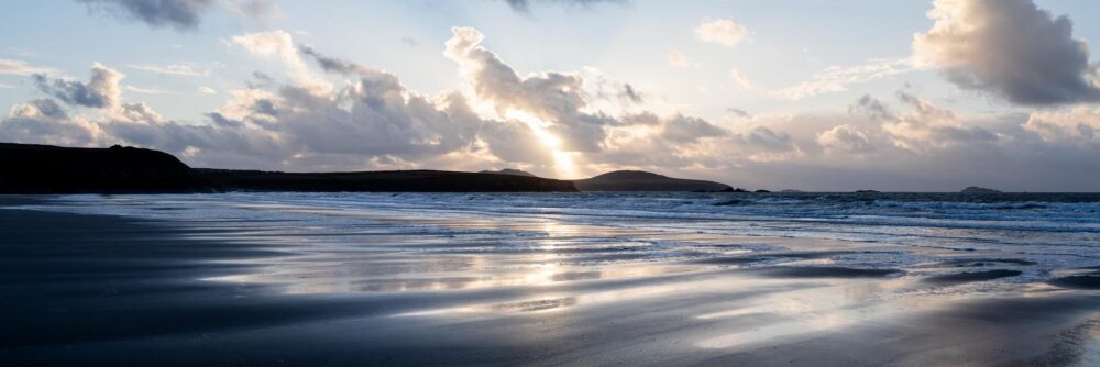 Panorama of Whitesands bay beach in Pembrokeshire St Davids