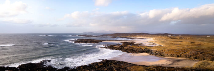 Panorama of Sanna Bay on the Ardnamurchan peninsula in Scotland