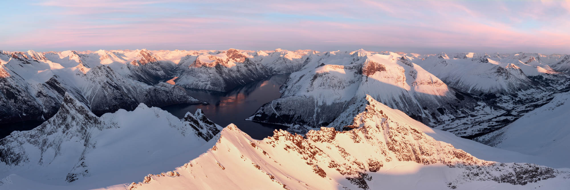 Aerial Panorama of Dalegubben Mountain and Hjørundfjord in Norway