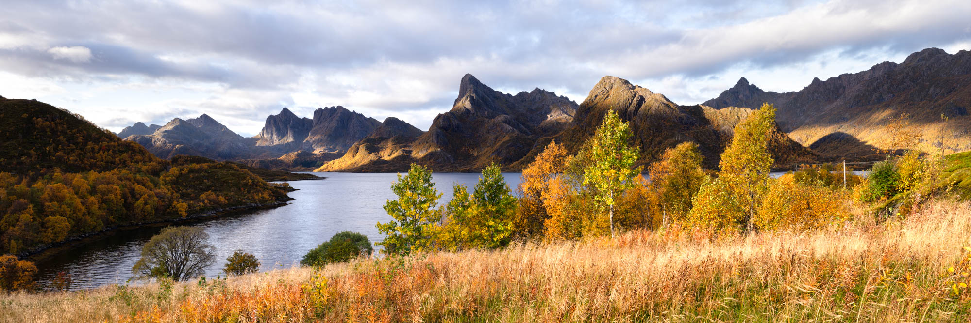 Panorama of autumn in the Vesterålen Islands Norway