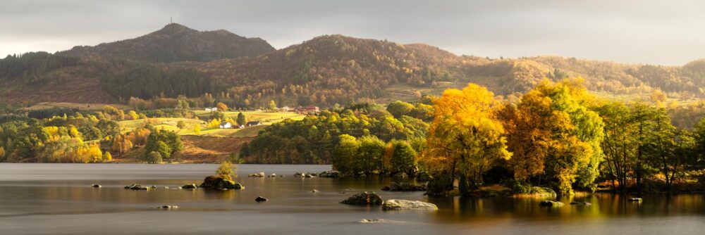 Panorama of a Lie in Autumn in Rogaland in Norway