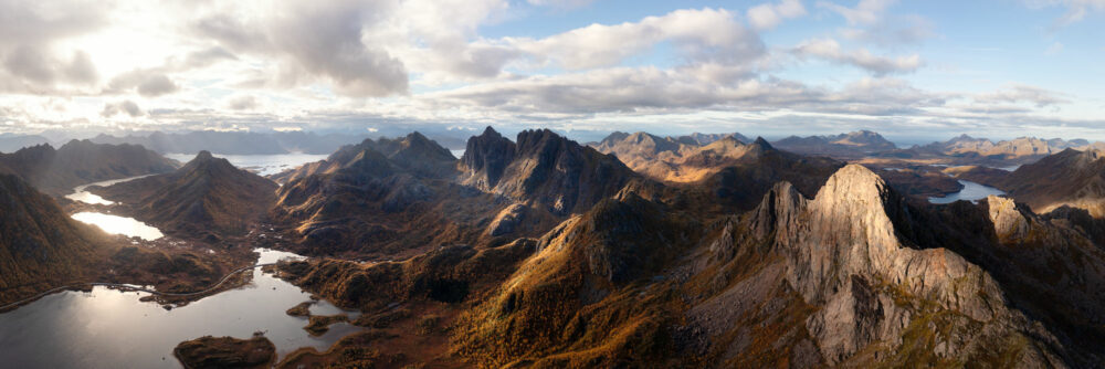 Aerial Panorama of Blåtinden mountain in Vesteralen in Norway