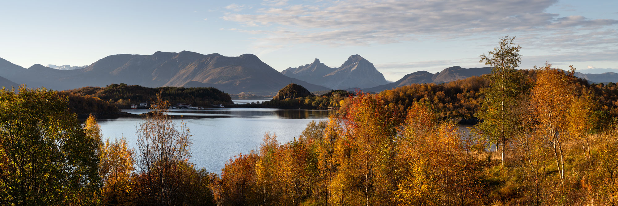 Panorama of autumn in Engavågen, Norway