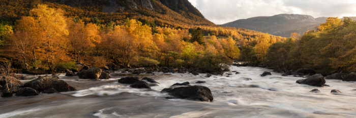 Panorama of the Espedalsåna River in Autumn in Norway