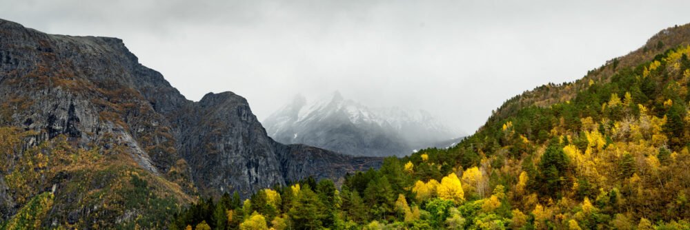 Panorama of Store Venjetinden mountain in Romsdalen Valley in Norway