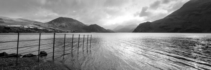 B&W Panorama of Ennerdale Water in the Lake District