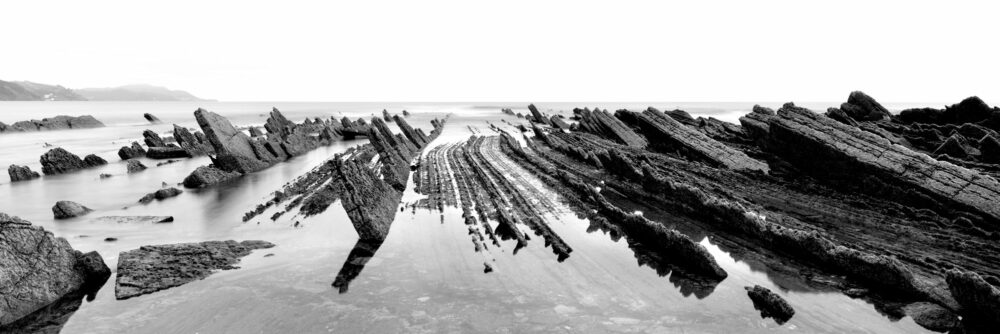 B&W Panorama of the Playa De Sakoneta in Spain