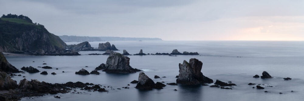 Moody Panorama of the Playa de Silence in the Austria Spain