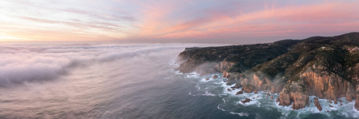 Aerial Panorama of the Sintra Coastline at sunset