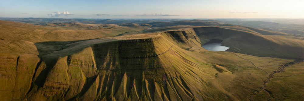 Aerial Panoramic Print of the Pics Du mountain along the Carmarthen Fans Walk in Brecon Beacons Wales