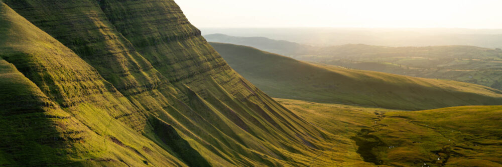 A panoramic print of Picws Du Mountain in the Carmarthen Fans in Wales