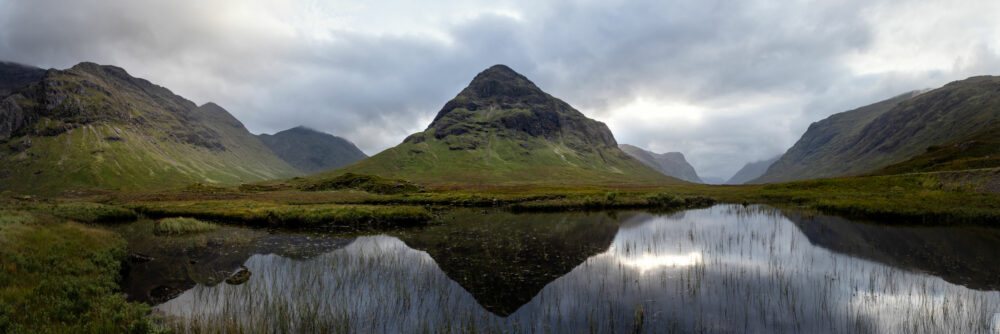 Panorama of the Buachaille Etive Beag in Glencoe, Scotland