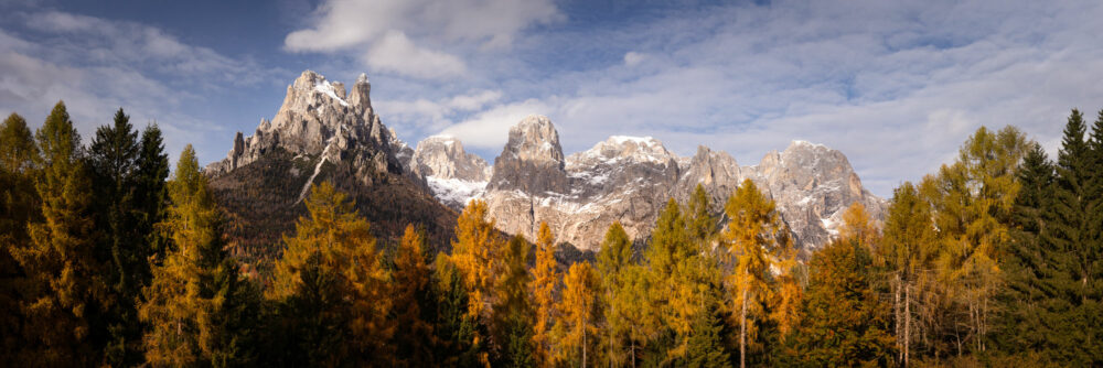 Panorama of the Valle di Pradidali in Autumn in the Dolomiti, Italy