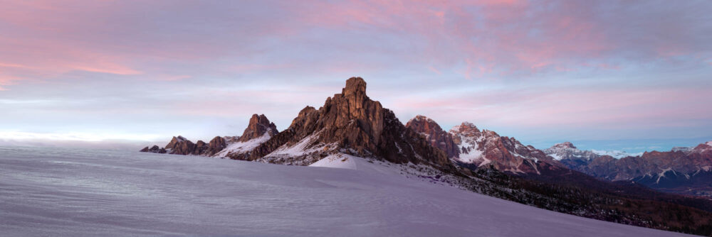 Panoramic print of Pass Giau at sunset in the Italian Dolomites