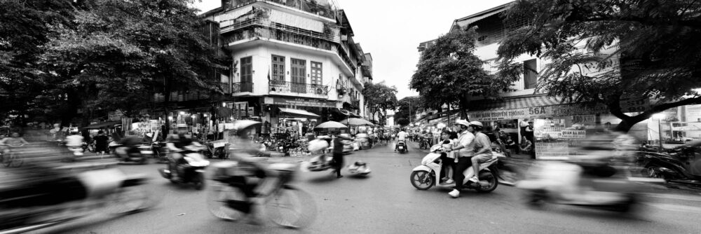 Black and white Panorama of Hanoi City