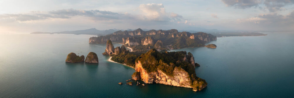 Aerial panorama of Railay Beach in Krabi Thailand