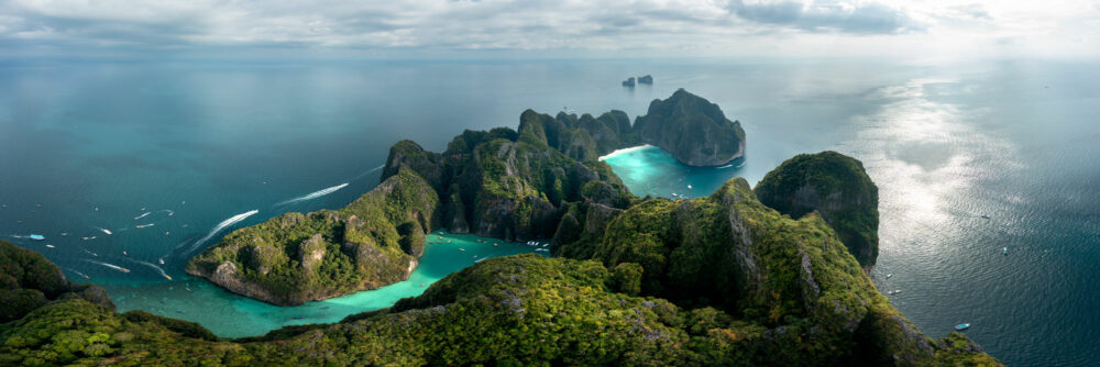 Aerial Panoramic print of Ko Phi Phi Le Island and Maya Bay in Thailand